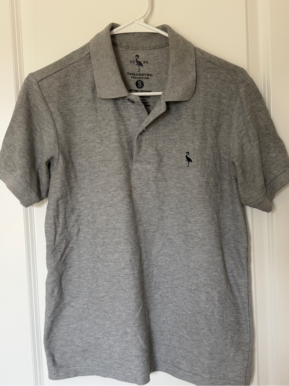 Tailorbyrd Light Gray Men’s Polo with Embroidered Logo